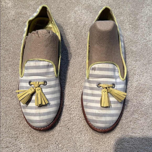 Sperry Gray and Yellow Striped Loafers - Picture 1 of 3